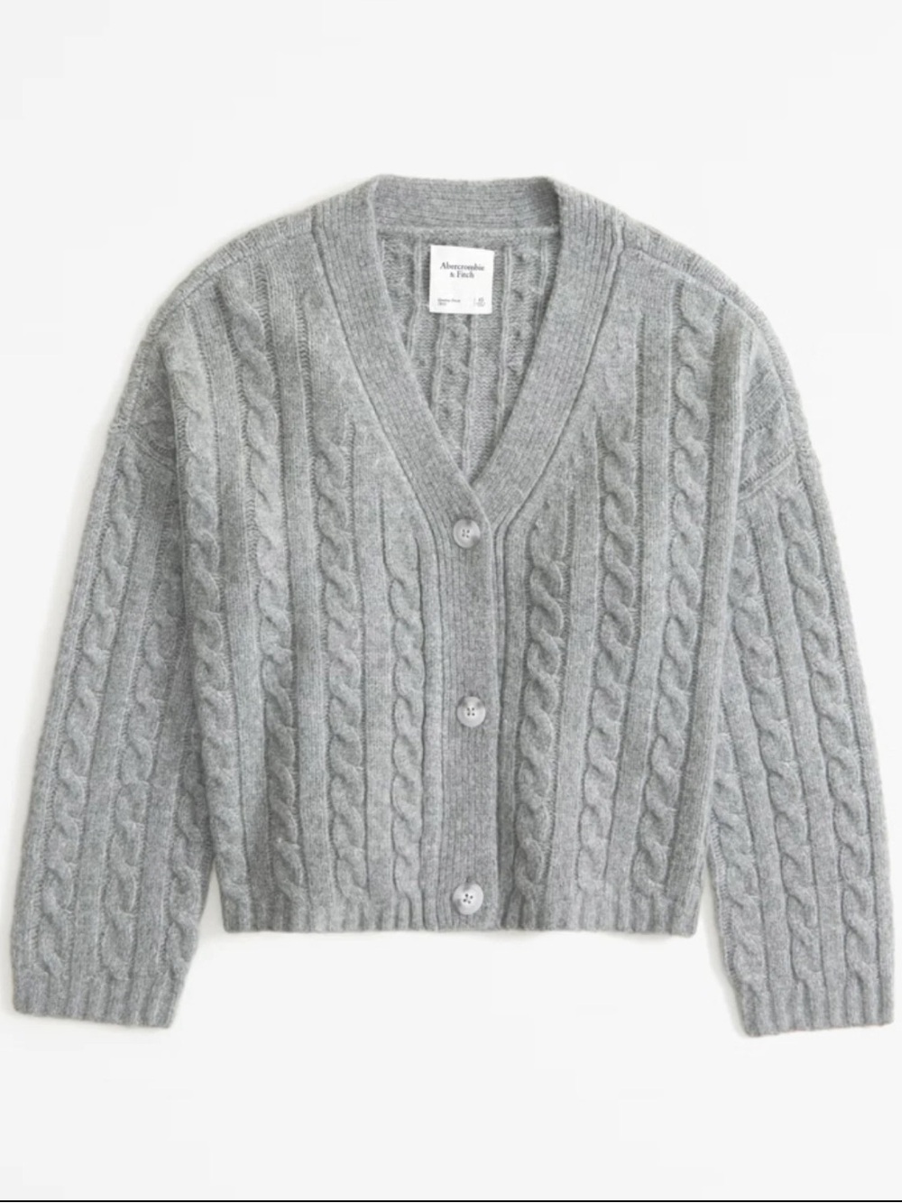 Abercrombie & Fitch Cable Knit Cardigan Sweater | Gray | Women’s Medium
